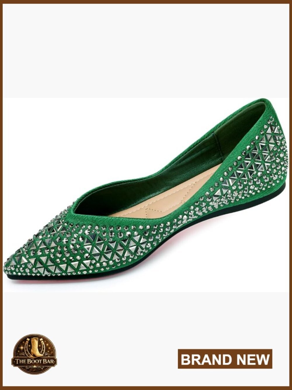 Women's Rhinestone Flats Pointed Toe Ballet Shoes Memory Foam Non-Slip Work